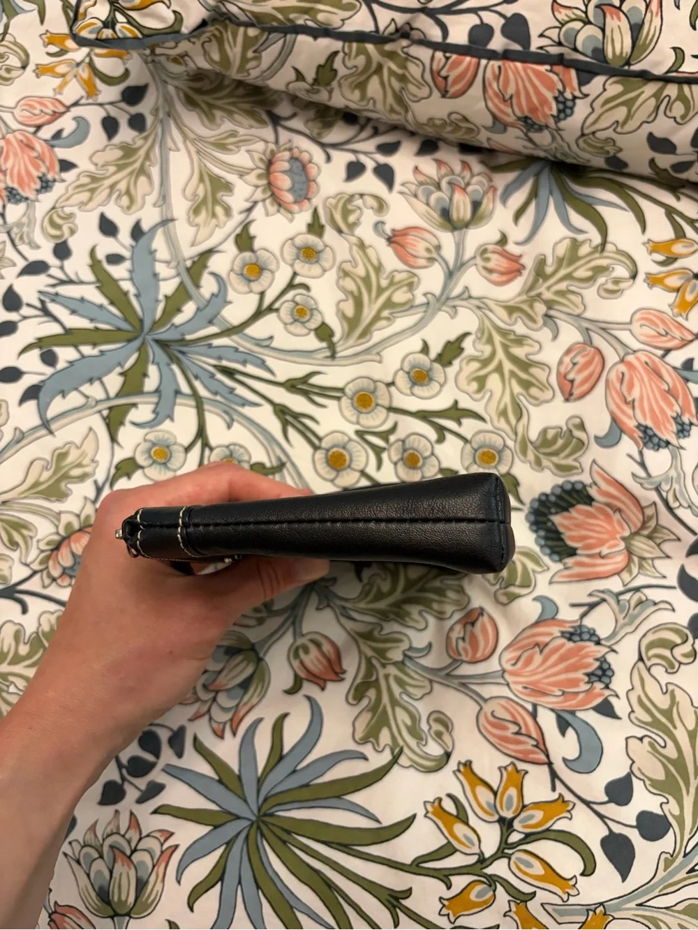 Coach Black Leather Pleated Wristlet Clutch